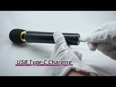 9-Speed Black Rechargeable Silicone Cordless High-Power Wand Massager for Clitoral Stimulation with LED Display