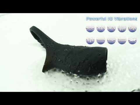10-Speed Black Medical-Grade Silicone Rechargeable Vibrating Cock Ring with USB Magnetic Charging