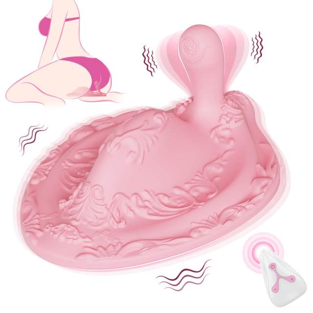 12 Modes Pink Silicone Vibrating   Ride Prostate Massager with Remote Control