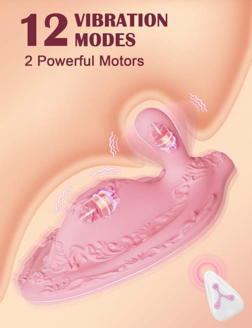 12 Modes Pink Silicone Vibrating   Ride Prostate Massager with Remote Control