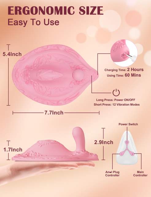 12 Modes Pink Silicone Vibrating   Ride Prostate Massager with Remote Control