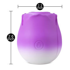 10-Function Purple & White Silicone Rechargeable Clitoral Sucking Rose Sex Toy