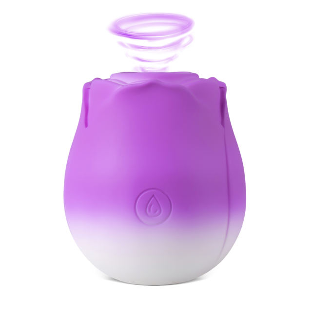 10-Function Purple & White Silicone Rechargeable Clitoral Sucking Rose Sex Toy