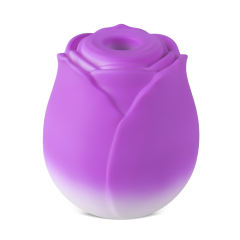 10-Function Purple & White Silicone Rechargeable Clitoral Sucking Rose Sex Toy