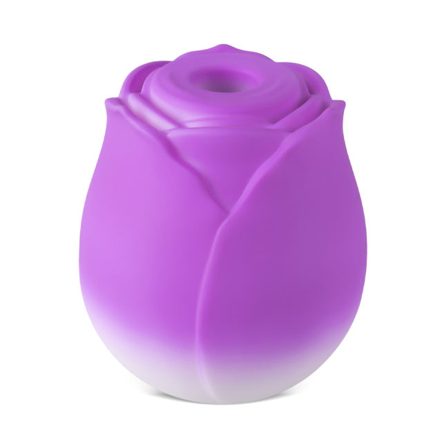 10-Function Purple & White Silicone Rechargeable Clitoral Sucking Rose Sex Toy