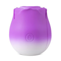 10-Function Purple & White Silicone Rechargeable Clitoral Sucking Rose Sex Toy