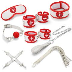 8-Piece Set White & Red Bondage Restraint Kit