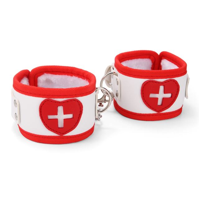 8-Piece Set White & Red Bondage Restraint Kit