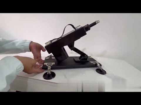 Black Adjustable Thrusting Sex Machine with 6 Attachments & Plug-In Power – 85° Angle Adjustment