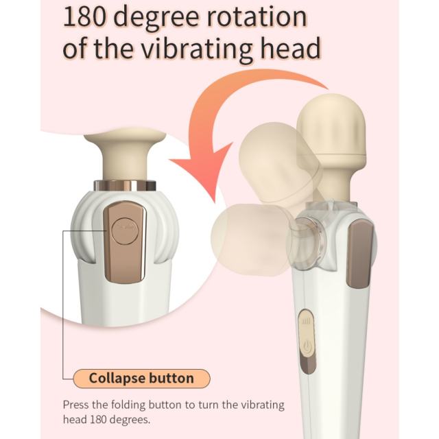 20-Speed Rechargeable Silicone Vibrator with 180° Rotating Head