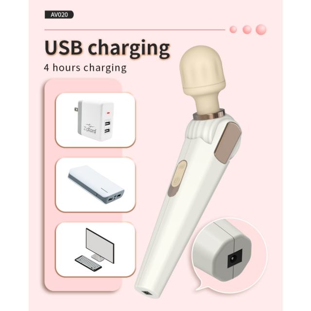 20-Speed Rechargeable Silicone Vibrator with 180° Rotating Head