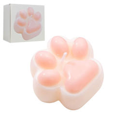 Skin-Safe Pink & White Cat Paw-Shaped Soy Wax Scented Candle