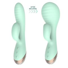 10-Speed Cyan Rechargeable Silicone G-Spot Vibrator with Inflating