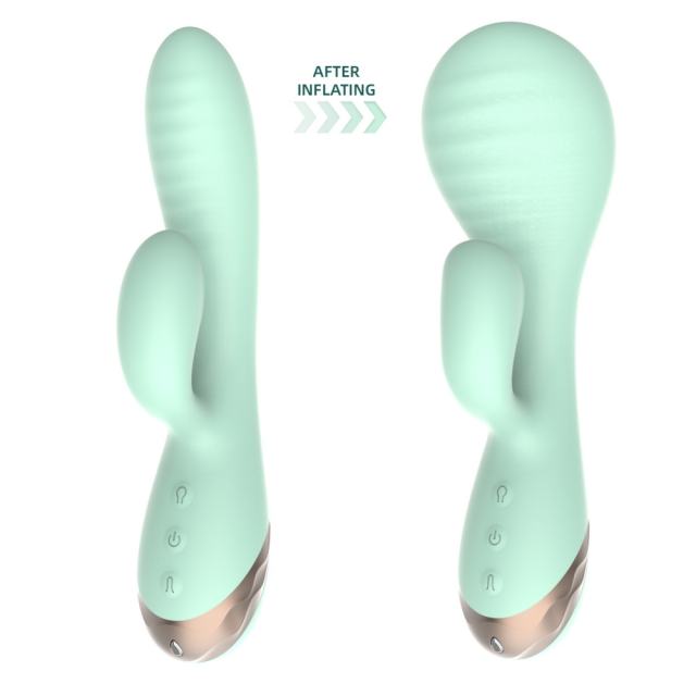 10-Speed Cyan Rechargeable Silicone G-Spot Vibrator with Inflating