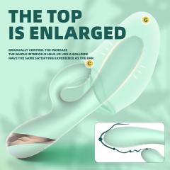 10-Speed Cyan Rechargeable Silicone G-Spot Vibrator with Inflating