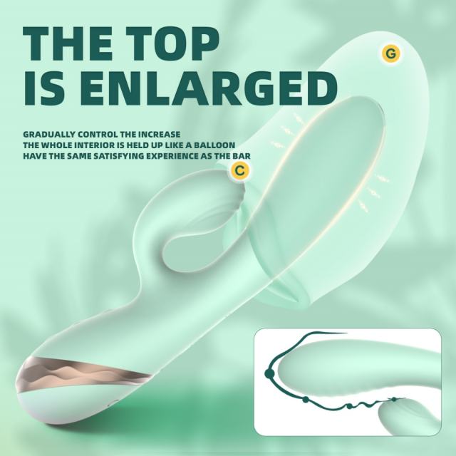 10-Speed Cyan Rechargeable Silicone G-Spot Vibrator with Inflating