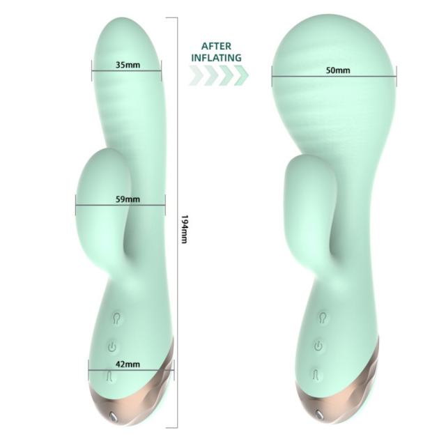 10-Speed Cyan Rechargeable Silicone G-Spot Vibrator with Inflating