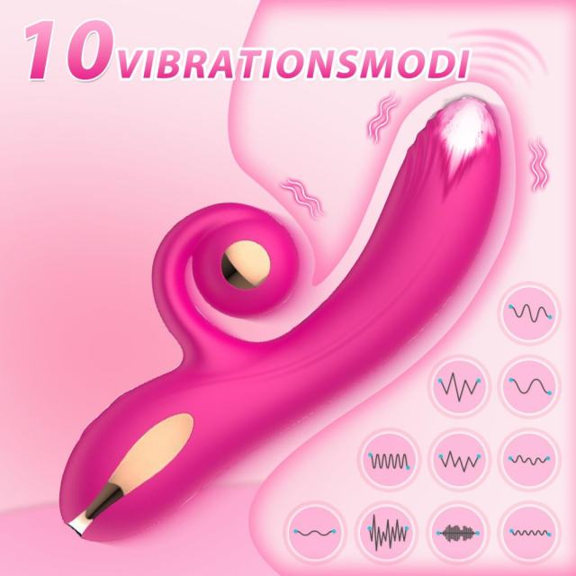 10-Speed Magenta Rechargeable Silicone Vibrator with Swinging Function