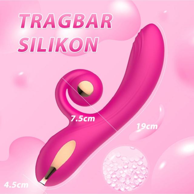 10-Speed Magenta Rechargeable Silicone Vibrator with Swinging Function