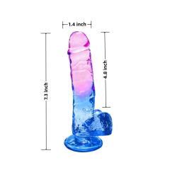 7.09" Clear Purple & Blue TPE Dildo with Strong Suction Cup