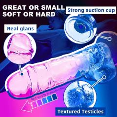 7.09" Clear Purple & Blue TPE Dildo with Strong Suction Cup