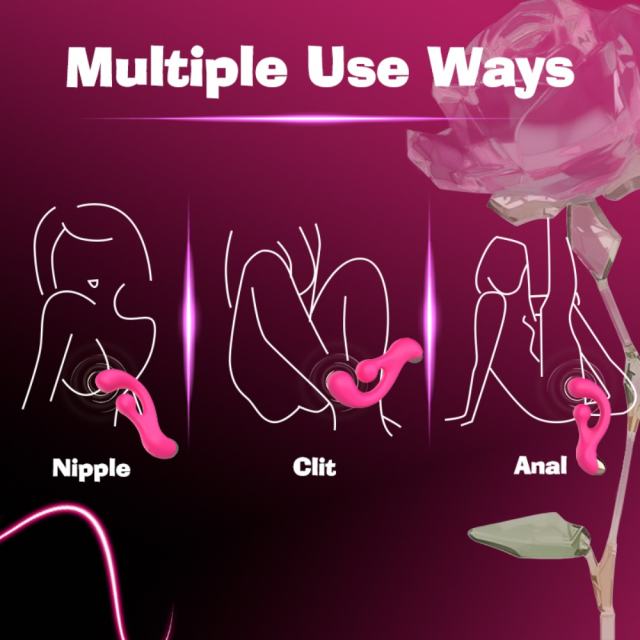 10-Speed Magenta Silicone Rechargeable Wriggling Vibrator
