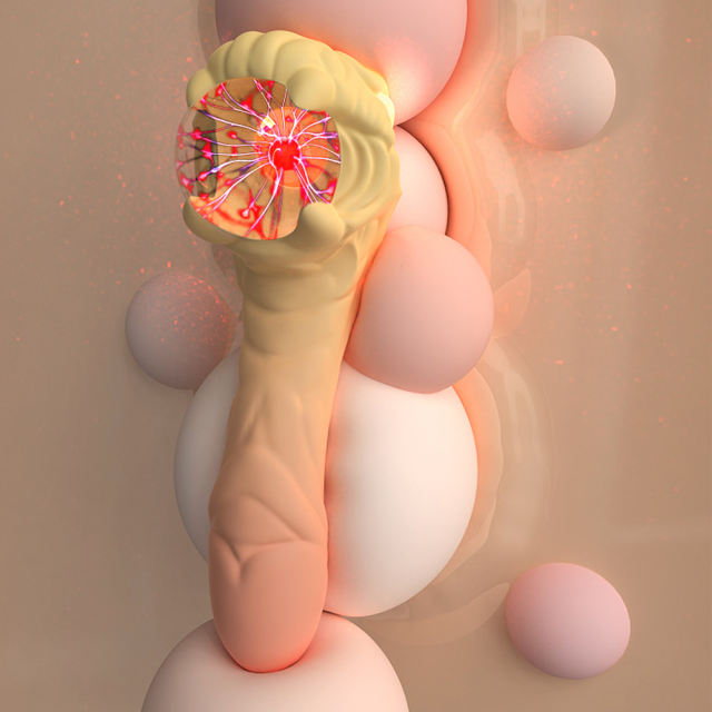 10-Speed Gradient Yellow Silicone Electric Pulsing G Spot Vibrator with Ball & Tail