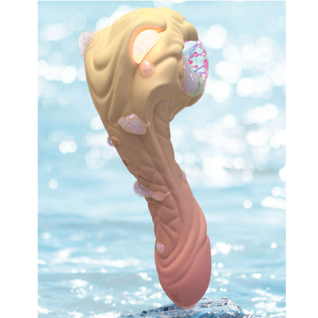 10-Speed Gradient Yellow Silicone Electric Pulsing G Spot Vibrator with Ball & Tail