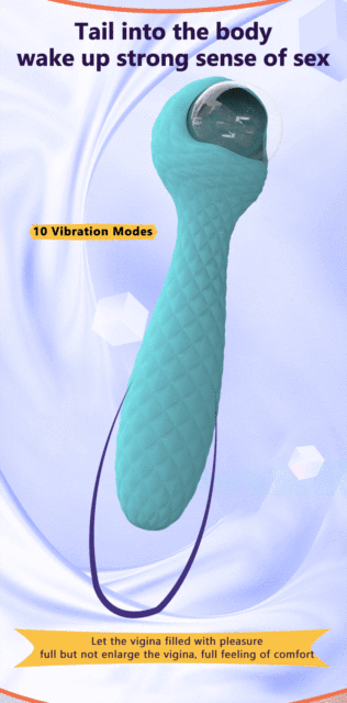 10-Speed Blue Silicone Electric Pulsing G Spot Vibrator with Ball & Tail