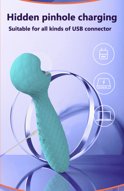 10-Speed Blue Silicone Electric Pulsing G Spot Vibrator with Ball & Tail