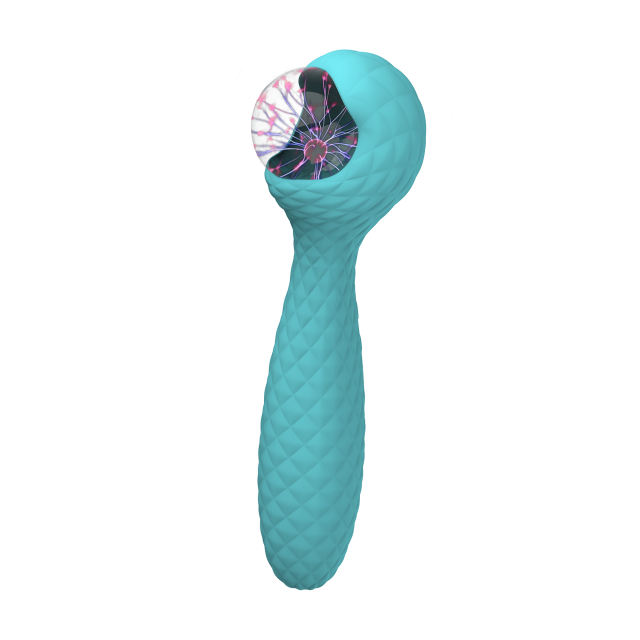 10-Speed Blue Silicone Electric Pulsing G Spot Vibrator with Ball & Tail