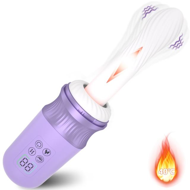 7-Speed Purple App-Controlled Vibration Rechargeable Thrusting Silicone Sex Machine with Heating Function