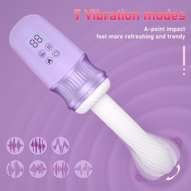 7-Speed Purple App-Controlled Vibration Rechargeable Thrusting Silicone Sex Machine with Heating Function