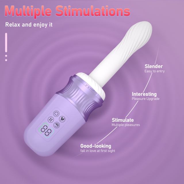 7-Speed Purple App-Controlled Vibration Rechargeable Thrusting Silicone Sex Machine with Heating Function