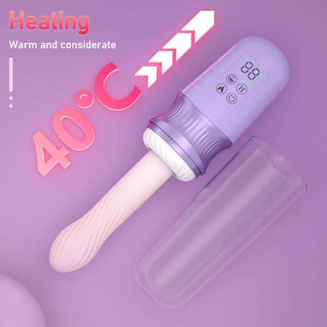 7-Speed Purple App-Controlled Vibration Rechargeable Thrusting Silicone Sex Machine with Heating Function