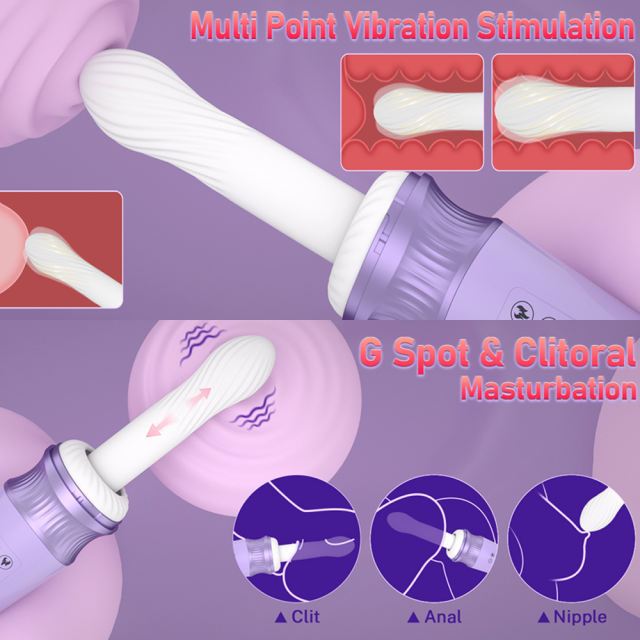 7-Speed Purple App-Controlled Vibration Rechargeable Thrusting Silicone Sex Machine with Heating Function