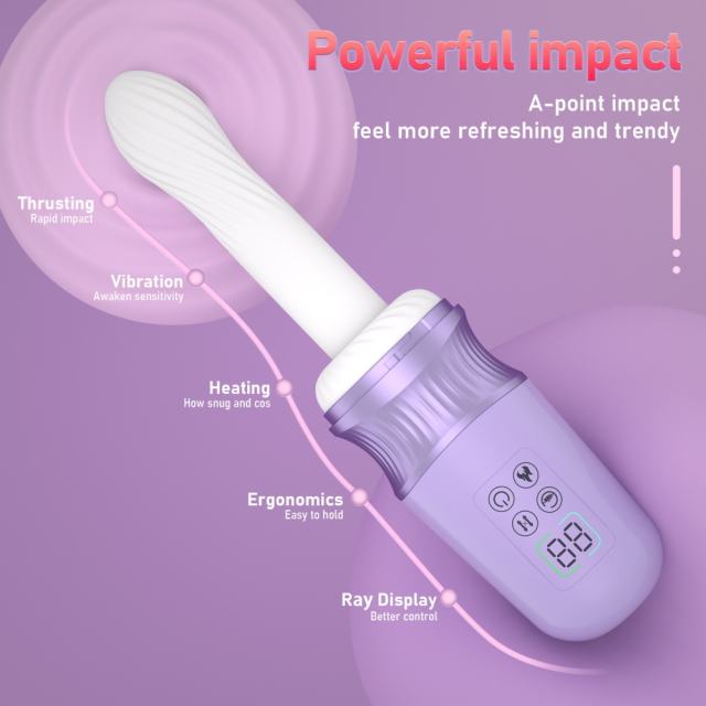 7-Speed Purple App-Controlled Vibration Rechargeable Thrusting Silicone Sex Machine with Heating Function