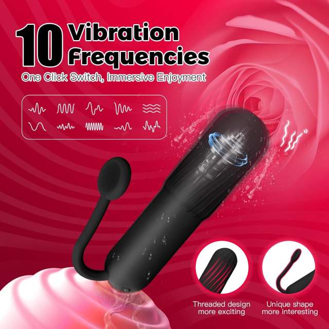Black 10-Speed Rechargeable Vibrating Bullet with Silicone Grip Handle