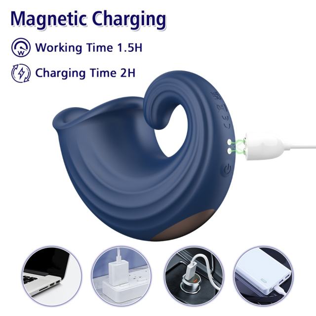 7-Speed Blue Rechargeable Penis Training Vibrator with Diverse Particle Textures