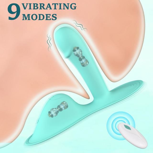 9-Speed App-Controlled Silicone Hands-Free Ride-On Vibrator in Cyan with Dual Motor G Spot & Clitoral Stimulator