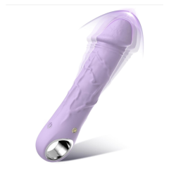 10-Speed Purple Rechargeable Waterproof Silicone Realistic Dildo Vibrator
