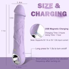 10-Speed Purple Rechargeable Waterproof Silicone Realistic Dildo Vibrator