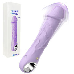 10-Speed Purple Rechargeable Waterproof Silicone Realistic Dildo Vibrator