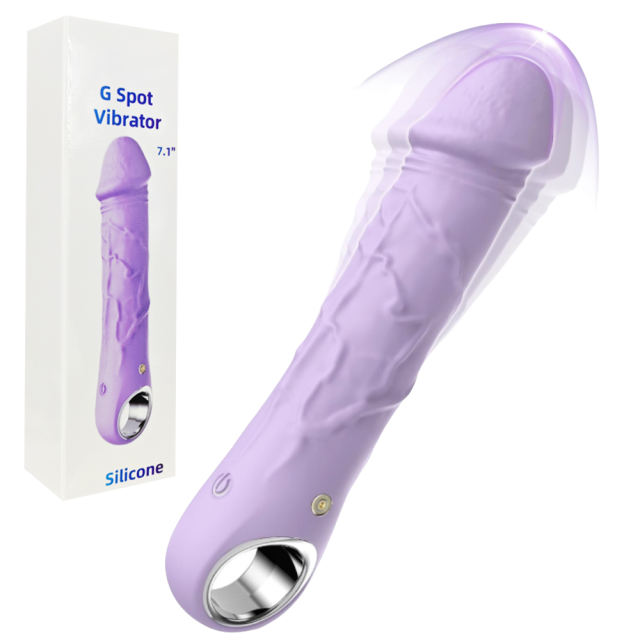 10-Speed Purple Rechargeable Waterproof Silicone Realistic Dildo Vibrator