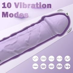 10-Speed Purple Rechargeable Waterproof Silicone Realistic Dildo Vibrator
