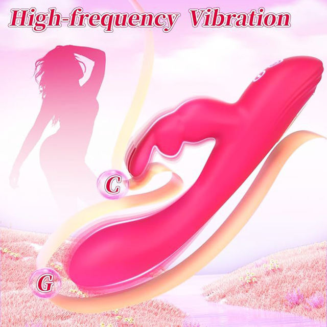 10-Speed Magenta Rechargeable Waterproof Silicone Rabbit Vibrator