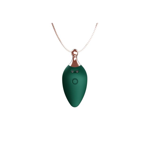 10-Speed Green Necklace-Shaped Silicone Rechargeable Vibrating Egg with Powerful Vibrating Function