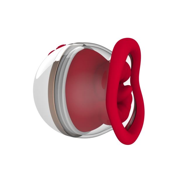 8-Speed Red & White Big Mouth Silicone Rechargeable Vibrator with Sucking Function