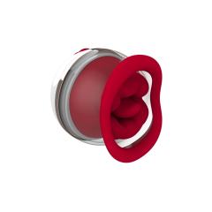 8-Speed Red & White Big Mouth Silicone Rechargeable Vibrator with Sucking Function