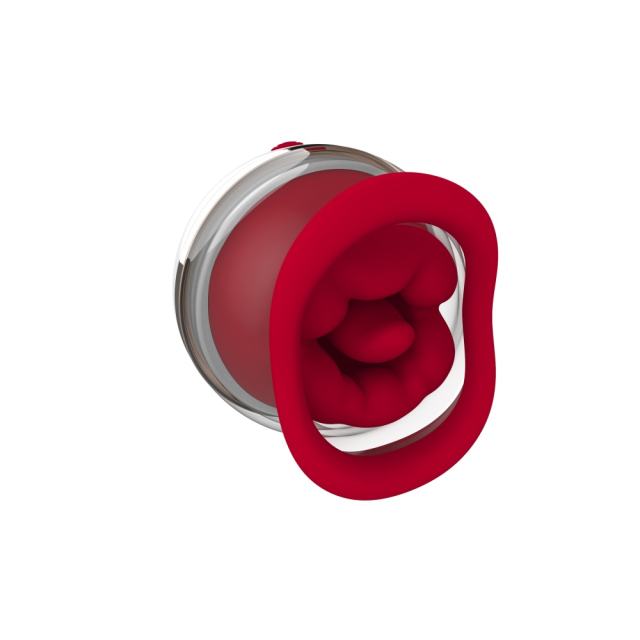 8-Speed Red & White Big Mouth Silicone Rechargeable Vibrator with Sucking Function